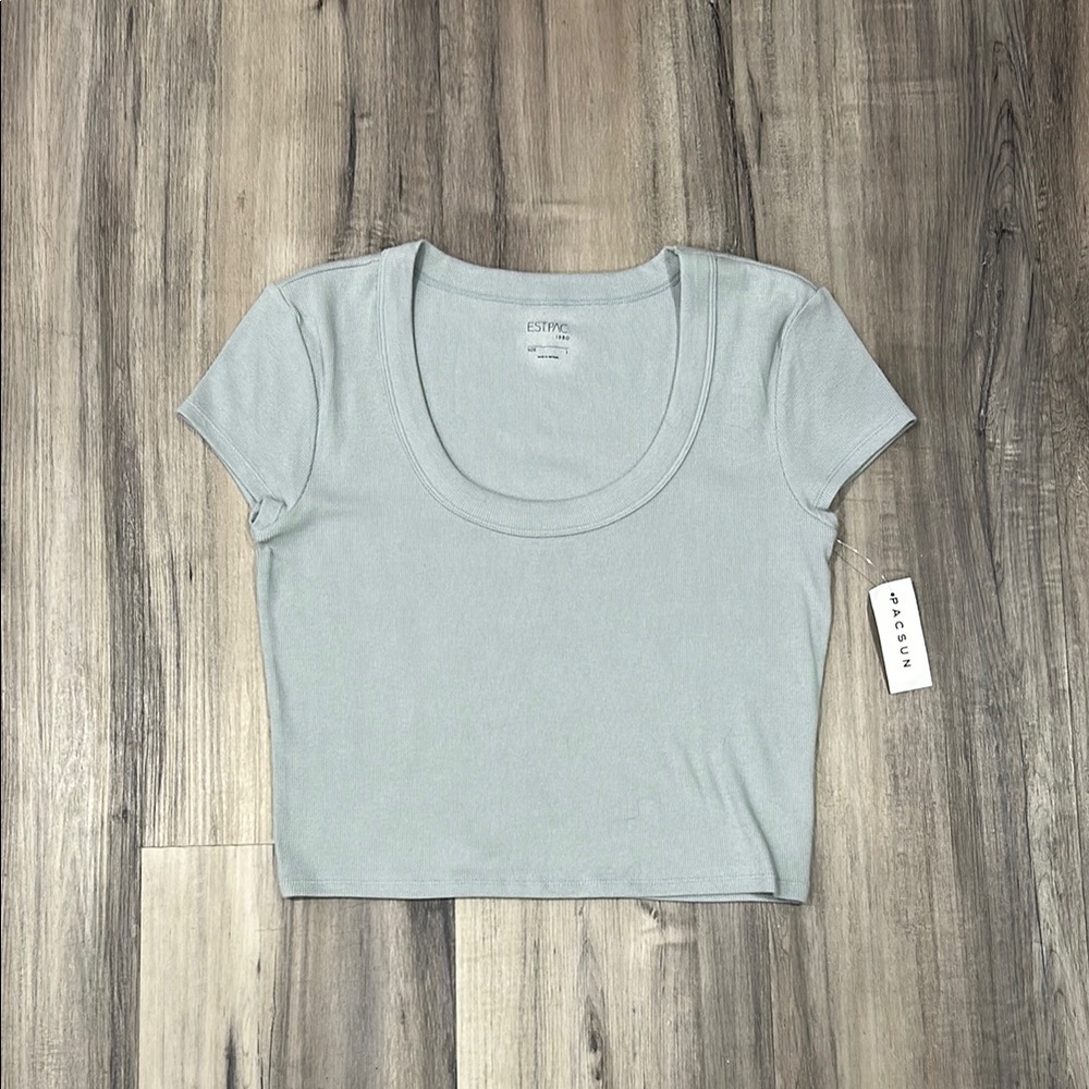 PacSun Blue Fitted Crop T-Shirt Short Sleeve